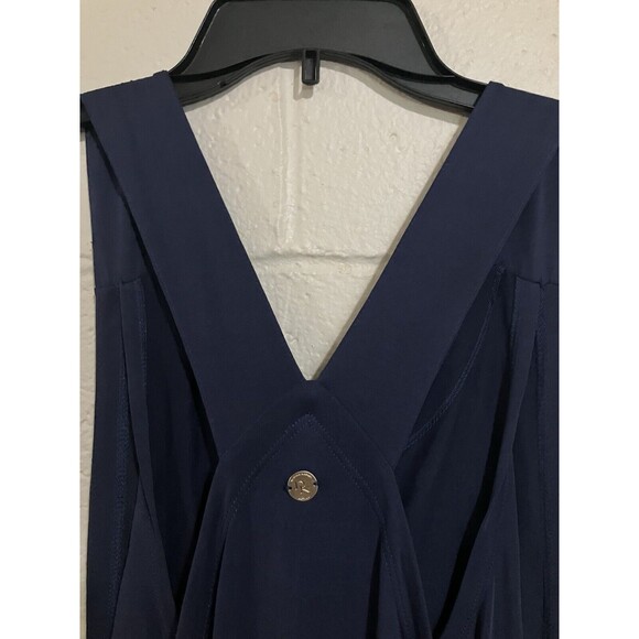Donna Karan Active Midi-length Dress Womens Round-Neck Stretch Size XS Navy - Picture 8 of 16